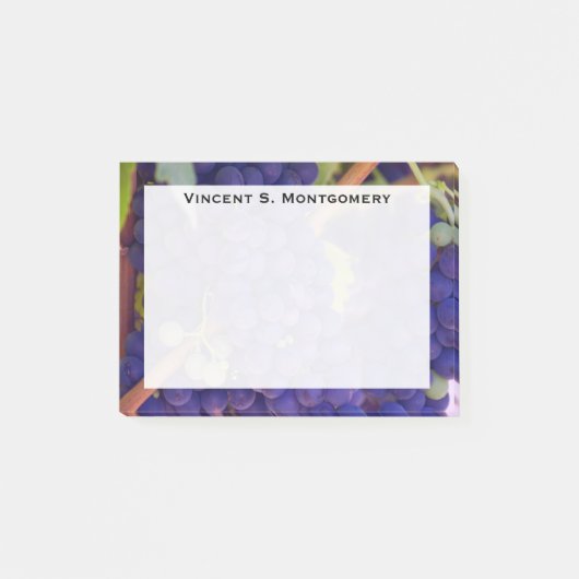 モノグラムブルーパープルブドウつる植物 ポストイット (正面)