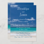 モノグラムブルービーチ結婚式招待状 招待状 (正面/裏面)