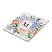 モノグラムブルーピンクアジサイ牡丹春フローラ タイル (側面)