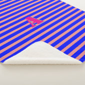 モノグラムブルーピンクストライプ色 シェルパブランケット (3/4)