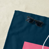 モノグラムブルーピンクパーソナライズされた色 ビーチタオル (インサイチュ)