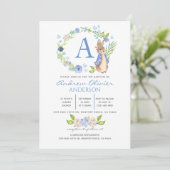 モノグラムブルーフローラピーターラビットバプテスムボーイ 招待状 (スタンド正面)