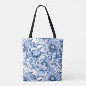 モノグラムブルーフローラブライデスメイドフラワーショッピング トートバッグ (裏面)