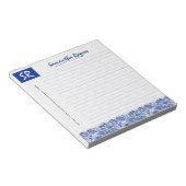 モノグラムブルーフローラレース&ホワイトダマスク2a ノートパッド (アングル)