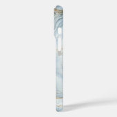 モノグラムブルーホワイトシルバー金ゴールド大理石スワール Case-Mate iPhoneケース (裏面 / 左)