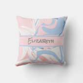 モノグラムブルーホワイトピンクマーブルスワール クッション (裏面)