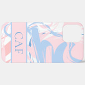 モノグラムブルーホワイトピンクマーブルスワール Case-Mate iPhoneケース (裏面 / 右)