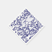 モノグラムブルーホワイトラビットバニーキュートユニーク スタンダードカクテルナプキン (角)