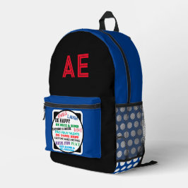 モノグラムブルーホワイト水玉模様 やる気を起こさせる プリントバックパック