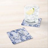 モノグラムブルーマーブルデザイン スクエアペーパーコースター (インサイチュ)