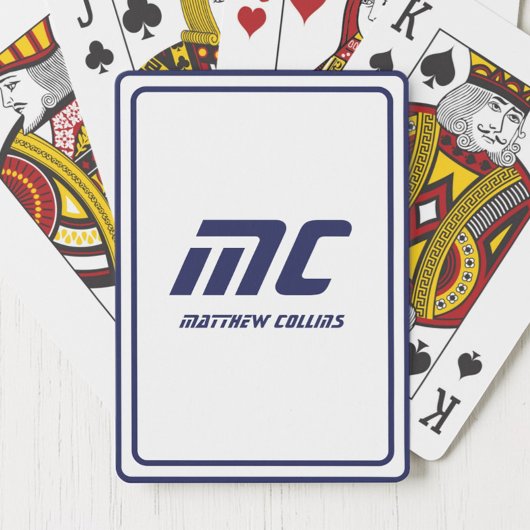 モノグラムブルーミニマリストモダン文字メンズ トランプ