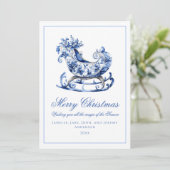 モノグラムブルーレッドリースクリスマス シーズンカード (スタンド正面)