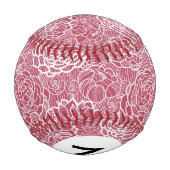 モノグラムブルーレースの花柄背景 野球ボール (裏面)