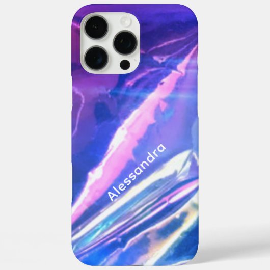 モノグラムブルー乳白色の紫色のストライプ虹色 Case-Mate iPhoneケース (裏面)