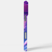 モノグラムブルー乳白色の紫色のストライプ虹色 Case-Mate iPhoneケース (裏面 / 右)