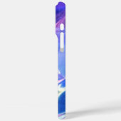 モノグラムブルー乳白色の紫色のストライプ虹色 Case-Mate iPhoneケース (裏面 / 左)