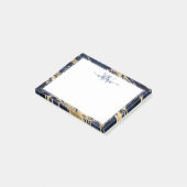 モノグラムブルー大理石ゴールドフォイルグラフィック ポストイット (アングル)