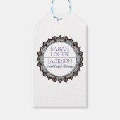 モノグラムブルー手作り衣料品デザイナーラベル ギフトタグ (正面)