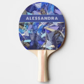 モノグラムブルー抽象芸術パタストライプーン紫ホワイト 卓球ラケット (裏面)
