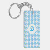 モノグラムブルー植物性イニシャルカスタム キーホルダー (正面左)