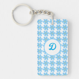 モノグラムブルー植物性イニシャルカスタム キーホルダー