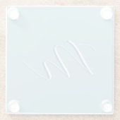 モノグラムブルー無地のパステルミニマルプロフェッショナル ガラスコースター (裏面)