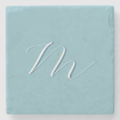 モノグラムブルー無地のパステルミニマルプロフェッショナル ストーンコースター (正面)