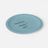 モノグラムブルー無地のパステルミニマルプロフェッショナル ペーパープレート (アングル)