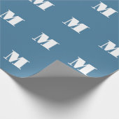 モノグラムブルー無地のパステルミニマルプロフェッショナル ラッピングペーパー (角)