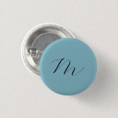モノグラムブルー無地のパステルミニマルプロフェッショナル 缶バッジ (正面&裏面)