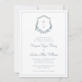 モノグラムブルー結婚フローラ 招待状