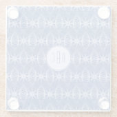 モノグラムブルー自転車ホイールパターン ガラスコースター (裏面)