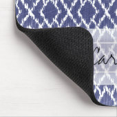 モノグラムブルー部族プリントイカットダイヤモンドパターン マウスパッド (コーナー)