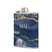 モノグラムブルー金ゴールドグリッターアゲートマーブルグラムきらきら光る フラスク (左)