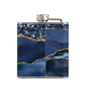 モノグラムブルー金ゴールドグリッターアゲートマーブルグラムきらきら光る フラスク (裏面)