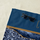 モノグラムブルー金ゴールドグリッター瑪瑙パターントレンディー ビーチタオル (インサイチュ)