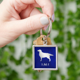 モノグラムブルー銀セッター犬 キーホルダー