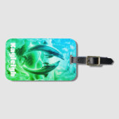 モノグラムブルー&グリーンドルフィンズ海 | ラゲッジタグ (正面横)