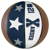 モノグラムブルー、グレー、および白 バスケットボール (縦)