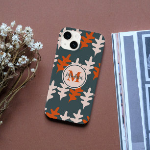 モノグラムブルー、グレー、オレンジの抽象芸術アートパターン Case-Mate iPhone 14ケース