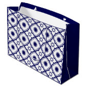 モノグラムブルー&ホワイトクローバーパターン ラージペーパーバッグ (裏面アングル)