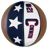 モノグラムブルー、ホワイト、およびレッド バスケットボール (縦)