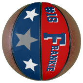 モノグラムブルー、レッド、グレー バスケットボール (縦)