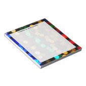 モノグラムブルー、緑、赤、金ゴールド抽象芸術幾何学模様 ノートパッド (アングル)