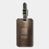 モノグラムブロンズ茶色メタリックラゲッジタグ ラゲッジタグ (正面縦)