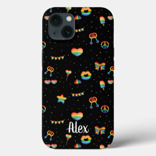 モノグラムプライドレインボーLGBTゲイ同性愛者ワンラブ iPhone 13ケース