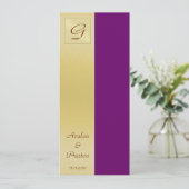 モノグラムプラムパープル結婚式 プログラム招待状 招待状 (スタンド正面)
