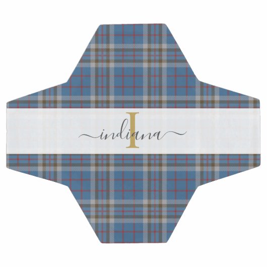 モノグラムプレイドスクリプトタイポグラフィ素朴タータンチェック サッカーボール (フラット)