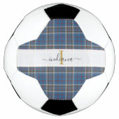 モノグラムプレイドスクリプトタイポグラフィ素朴タータンチェック サッカーボール (正面)