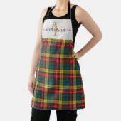 モノグラムプレイドタータンチェックグリーンレッドクリスマスホリデーズ エプロン (インサイチュ)